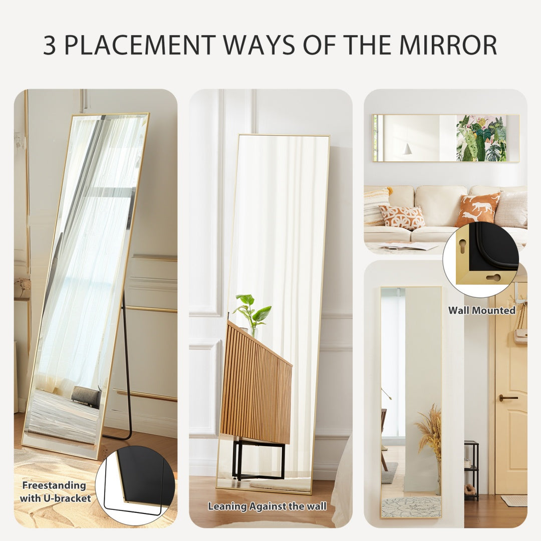 Gold Floor Mirror leaning against a wall