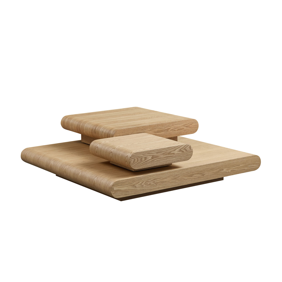 3-Piece Stacking Coffee Table in natural wood finish