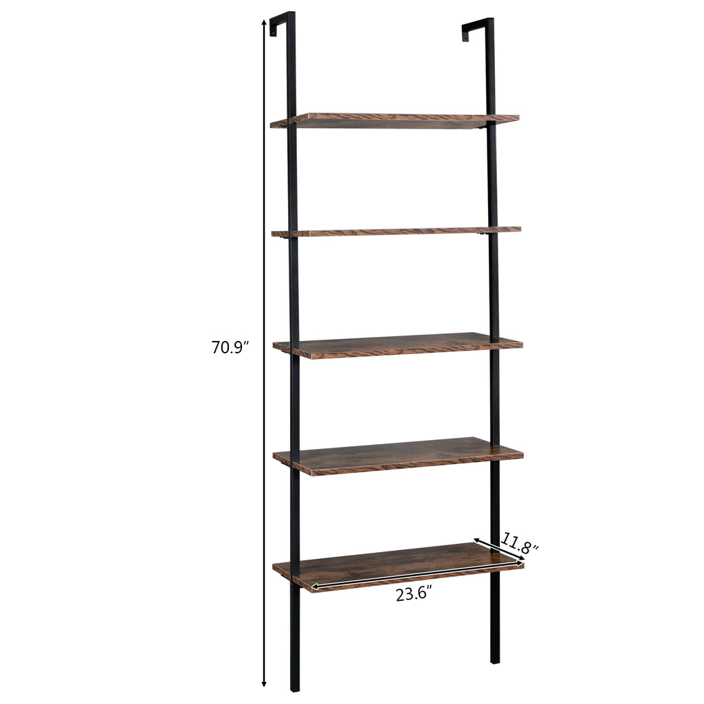 5-Tier Ladder Bookshelf styled with books and plants