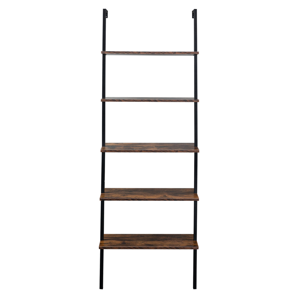 5-Tier Ladder Bookshelf styled with books and plants