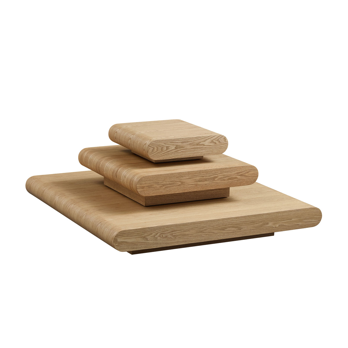 3-Piece Stacking Coffee Table in natural wood finish