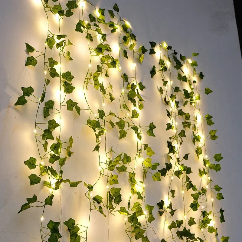 Leaf Fairy Lights draped along a shelf