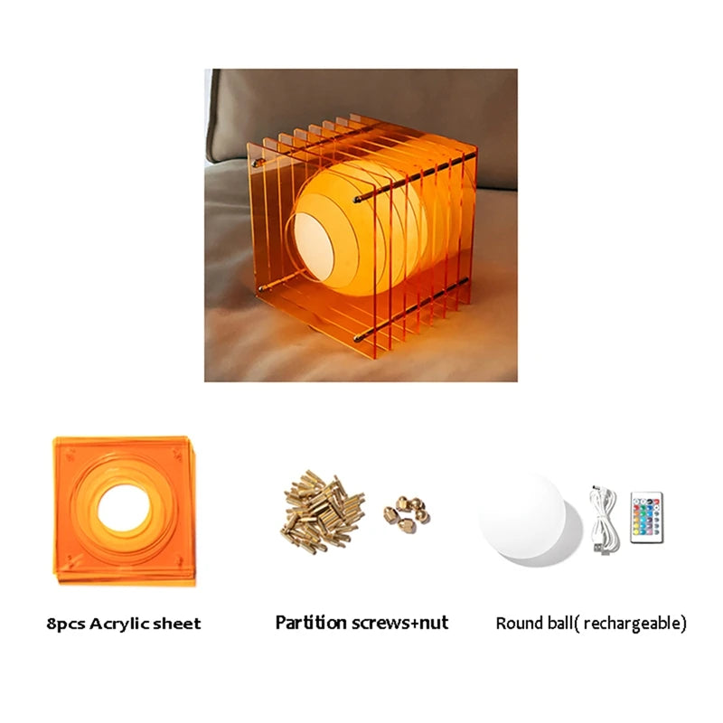 Tiered Acrylic Moon Lamp glowing on a nightstand