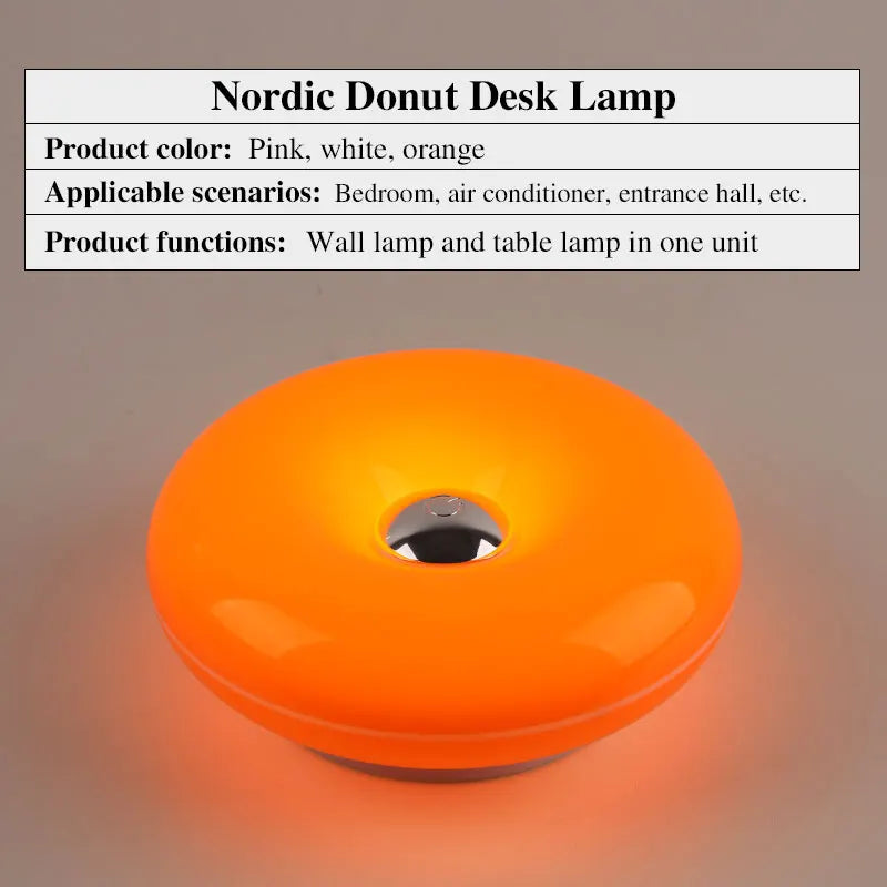 Donut Wall Lamp glowing on a wall