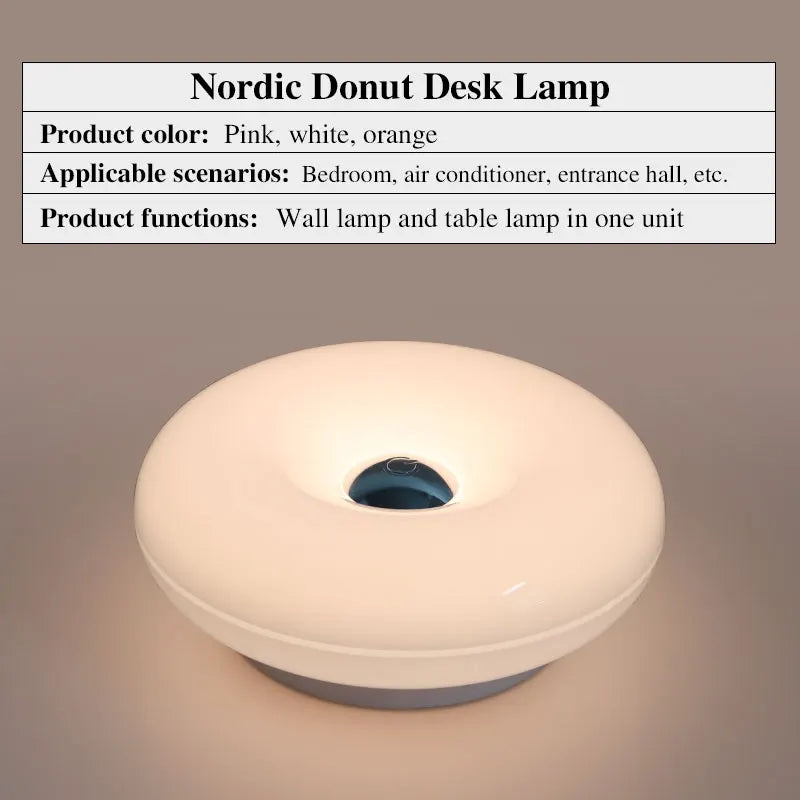 Donut Wall Lamp glowing on a wall