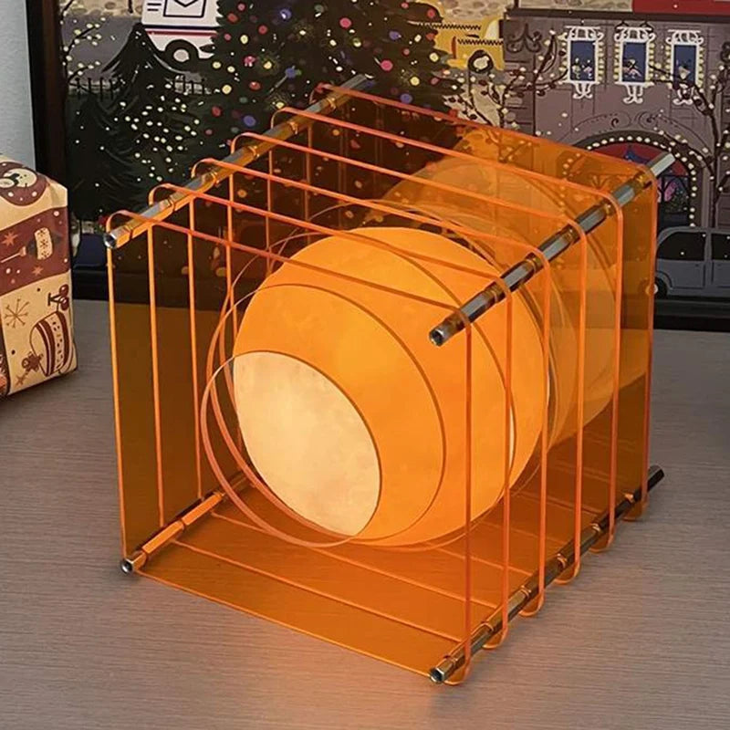 Tiered Acrylic Moon Lamp glowing on a nightstand