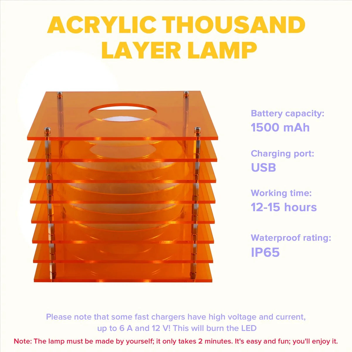Tiered Acrylic Moon Lamp glowing on a nightstand