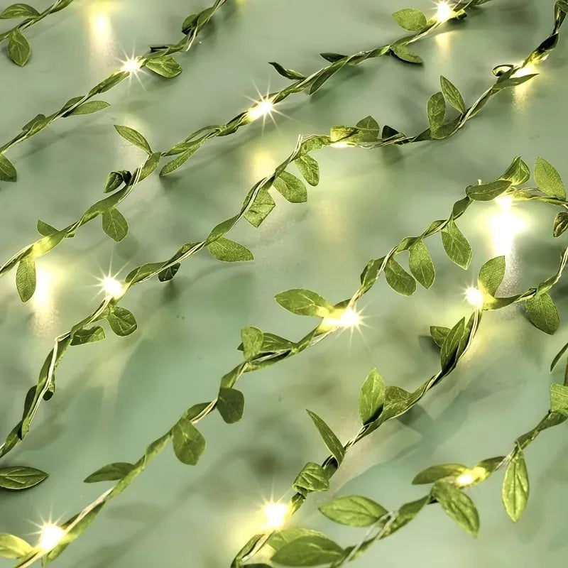 Leaf Fairy Lights draped along a shelf
